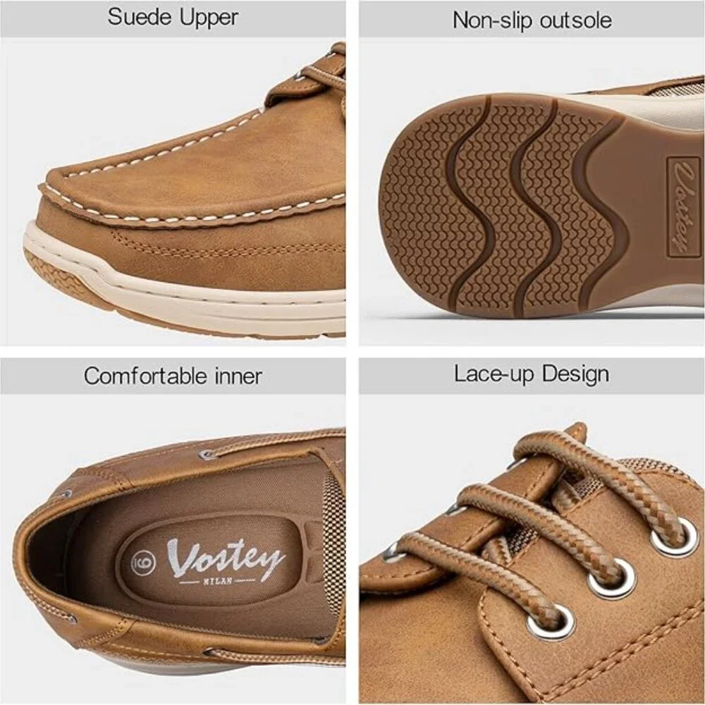 NWT Vostey Milan Loafers Slip-ons Boat Shoes Men Comfortable Casual Loafers